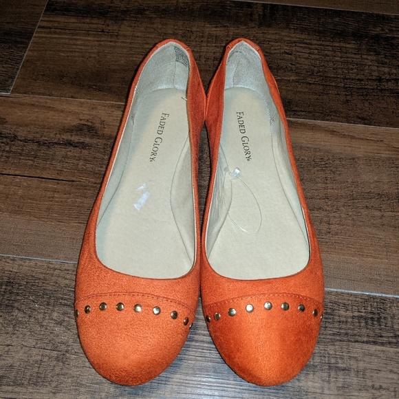 Faded Glory Shoes | 325 Orange Studded Ballet Flats Faded Glory | Poshmark